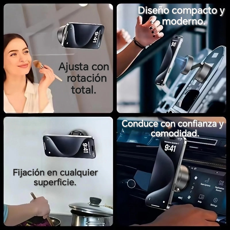 Soporte 360° Gira y Ajusta, con Potencia Magnética.